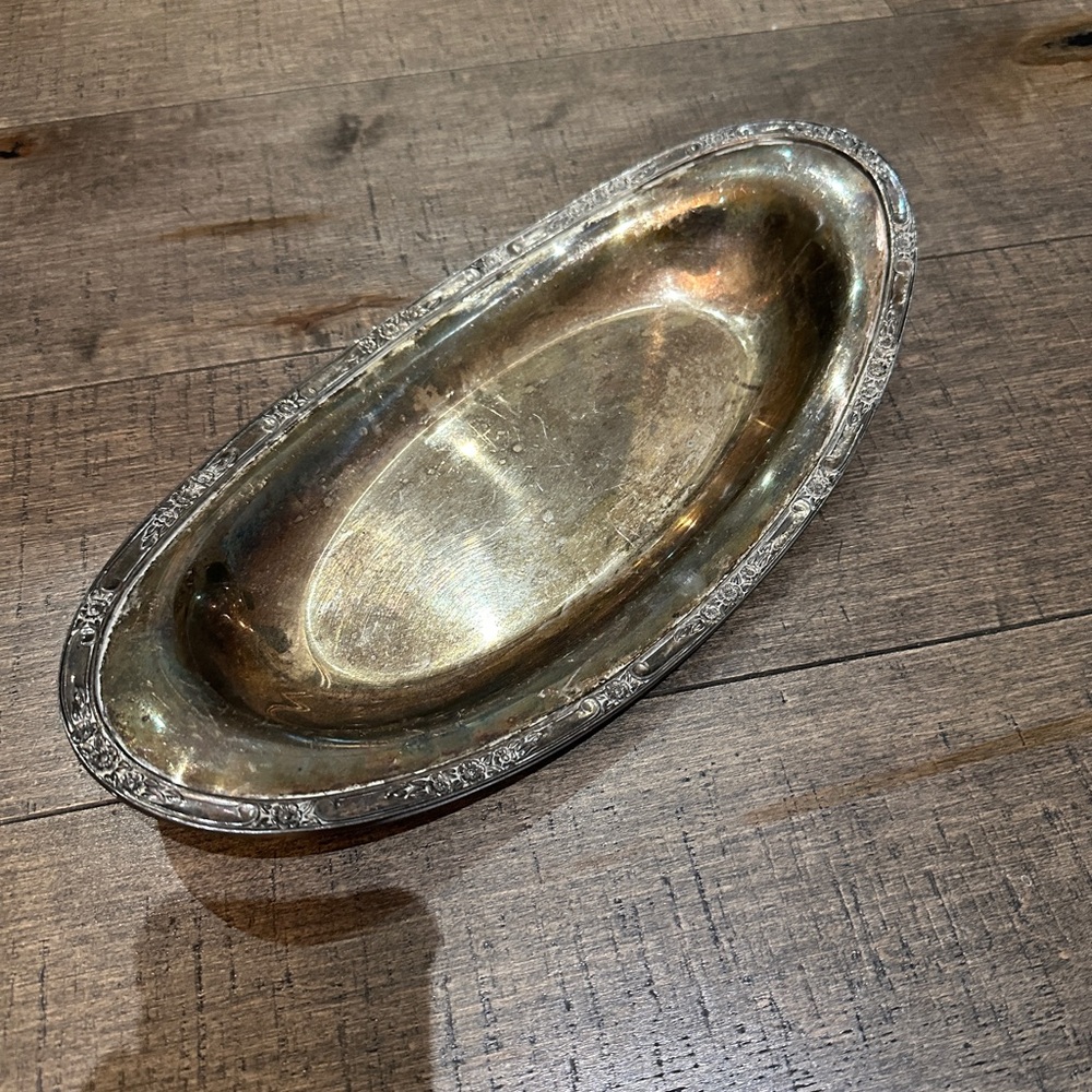 3 different vintage style plates - buy all together - Elegant Silver Oval Tray